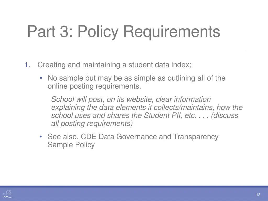 part 3 policy requirements