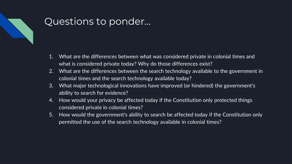questions to ponder