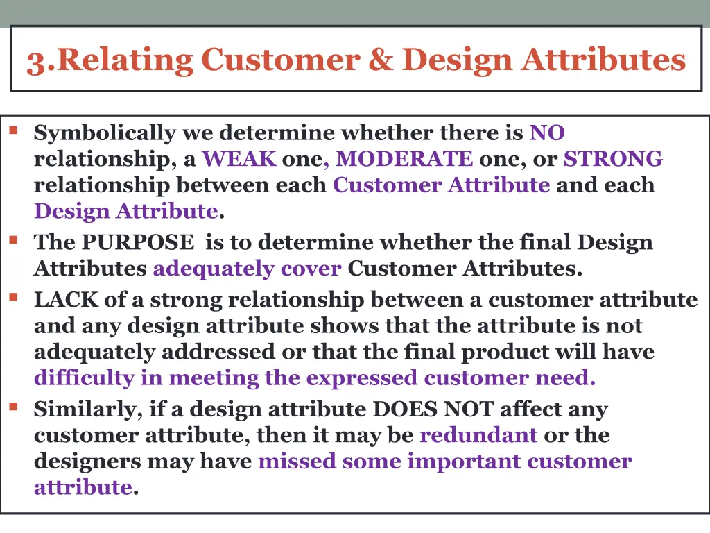 3 relating customer design attributes