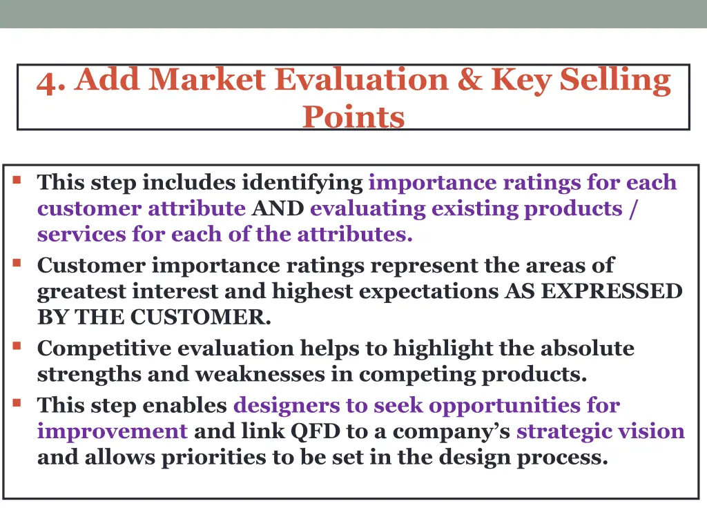 4 add market evaluation key selling points