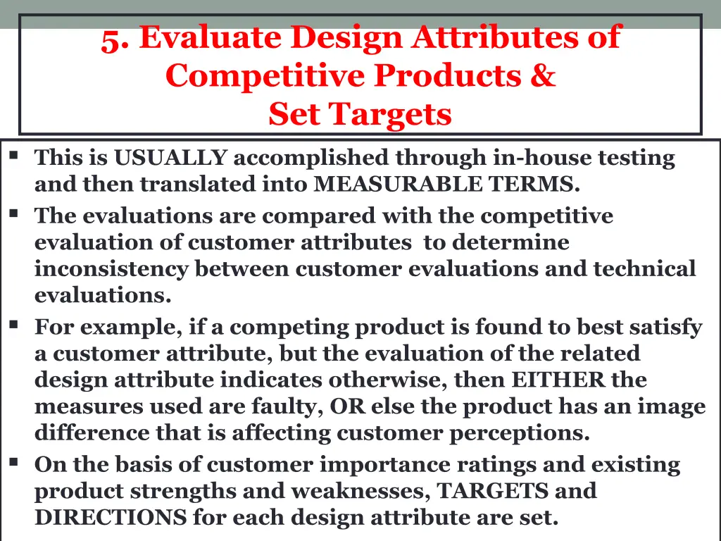 5 evaluate design attributes of competitive