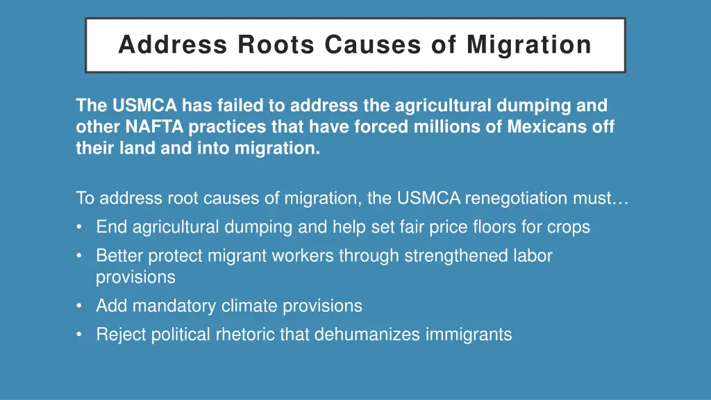 address roots causes of migration