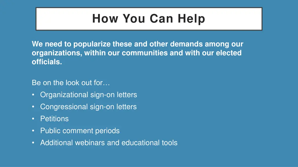 how you can help