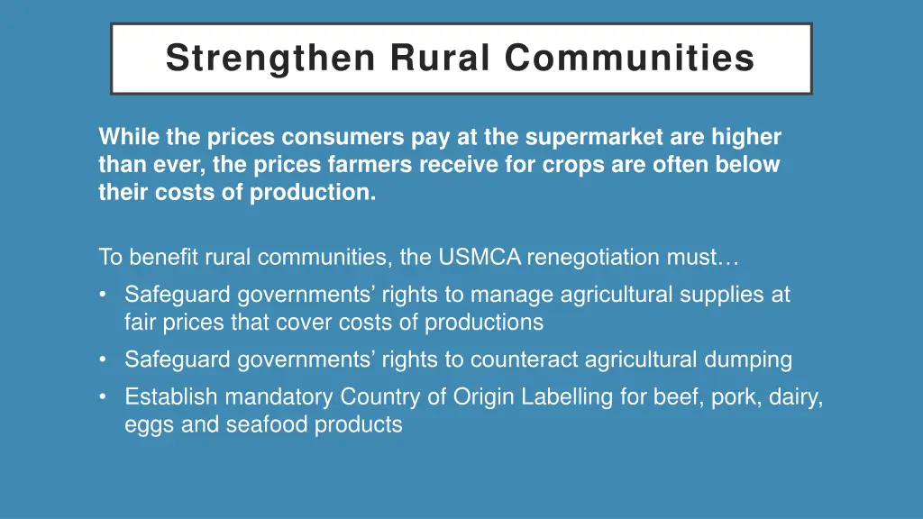 strengthen rural communities