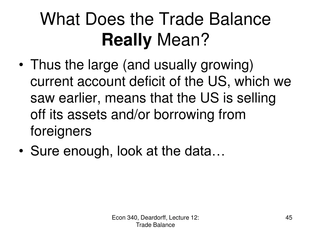 what does the trade balance really mean thus