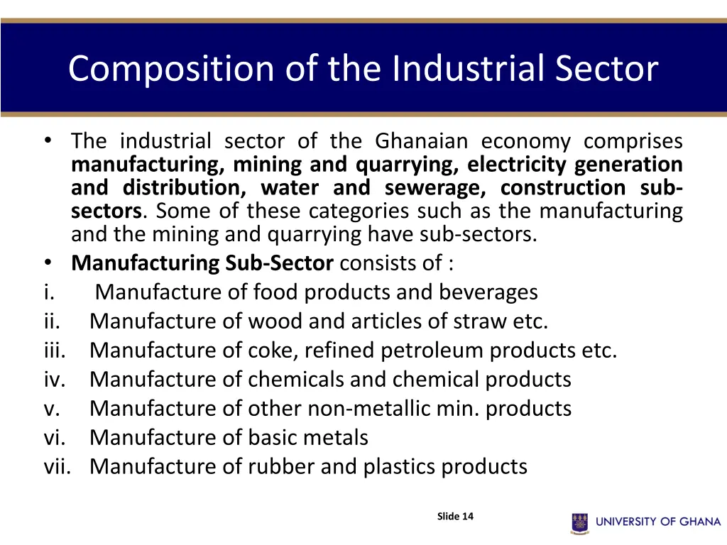 composition of the industrial sector