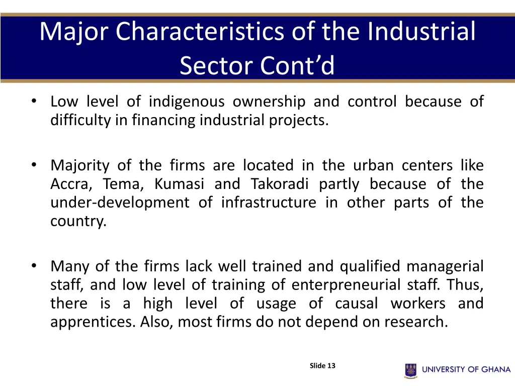 major characteristics of the industrial sector 1