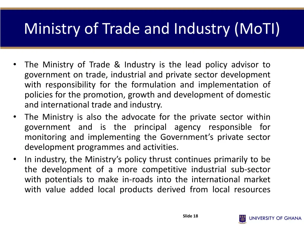 ministry of trade and industry moti