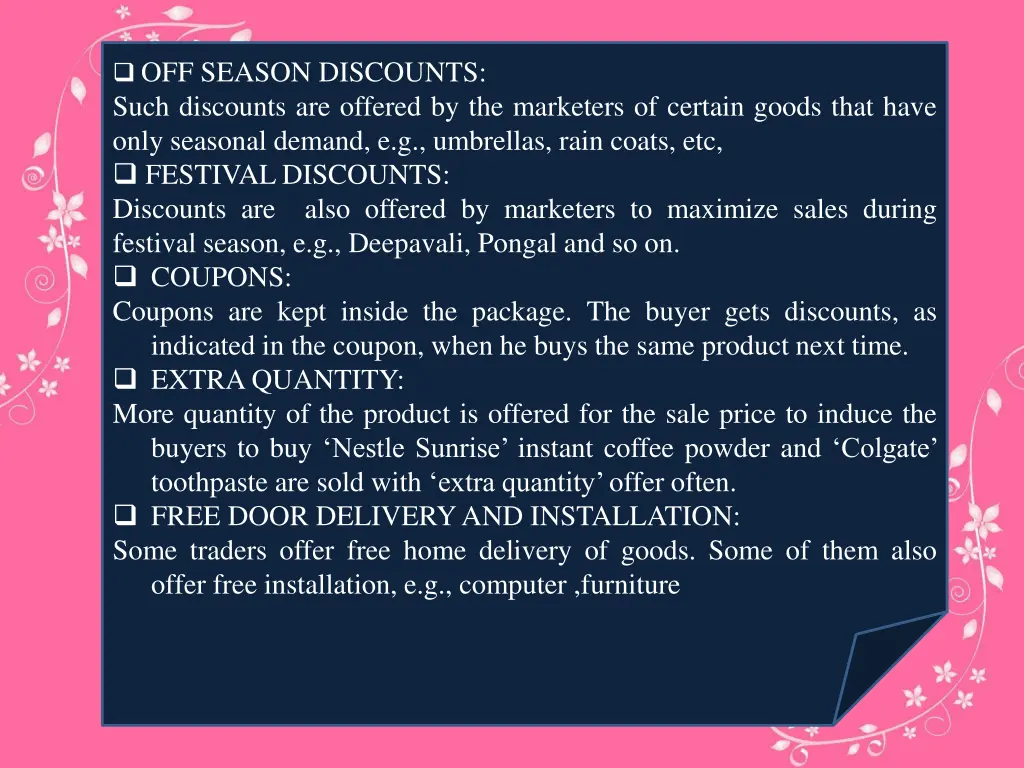 off season discounts such discounts are offered