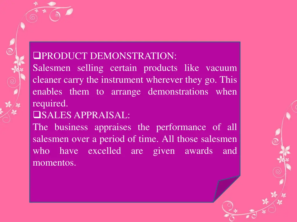 product demonstration salesmen selling certain