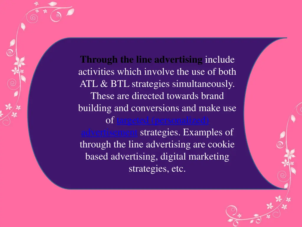through the line advertising include activities
