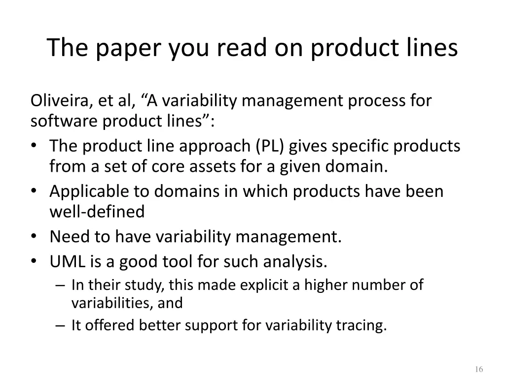 the paper you read on product lines