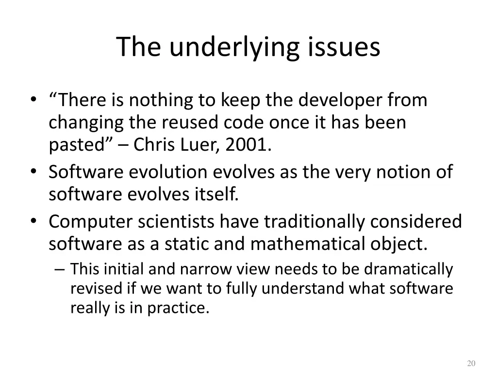 the underlying issues