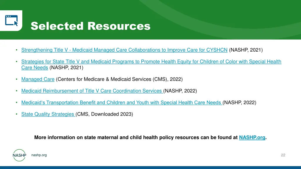 selected resources