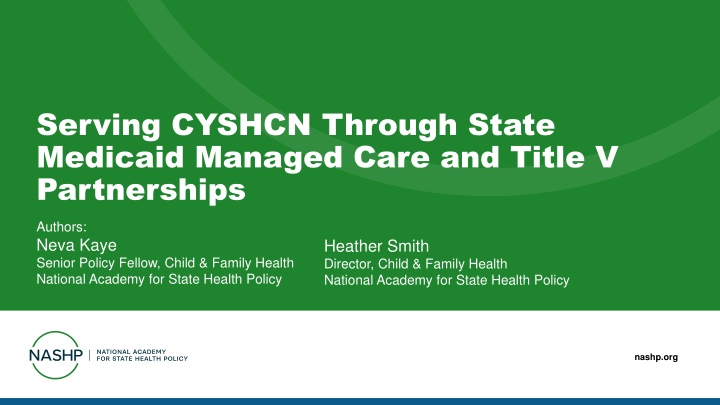 serving cyshcn through state medicaid managed