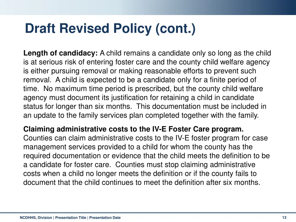 draft revised policy cont