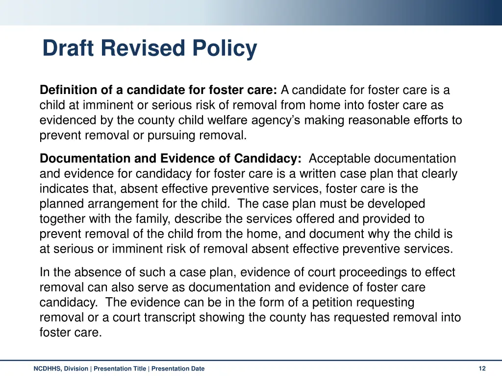 draft revised policy