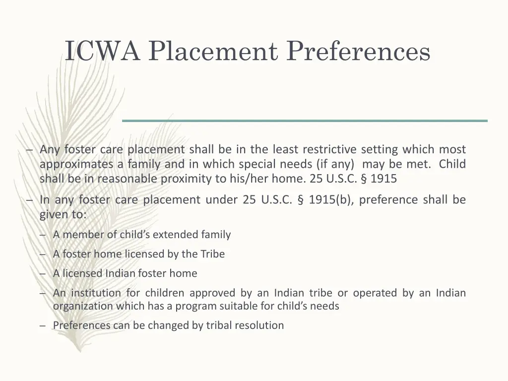 icwa placement preferences