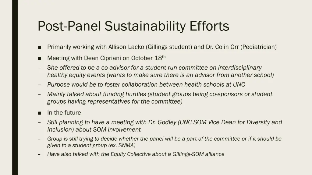 post panel sustainability efforts