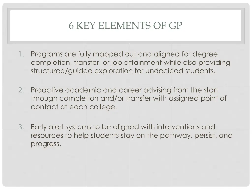 6 key elements of gp