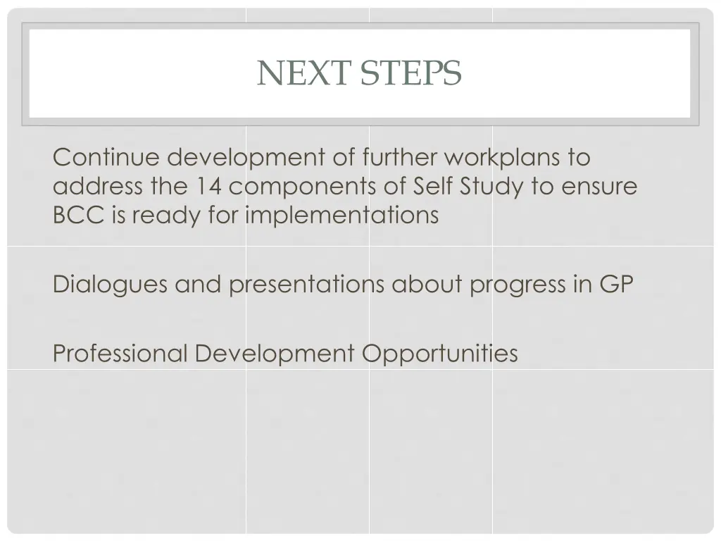 next steps