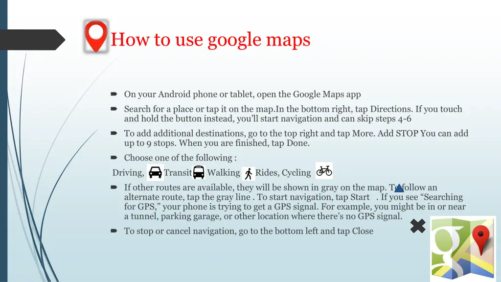 how to use google maps