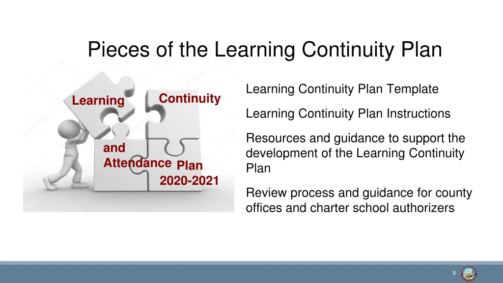 pieces of the learning continuity plan