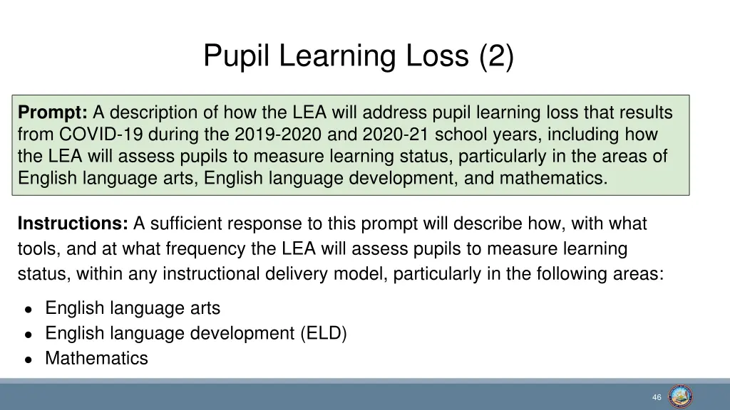 pupil learning loss 2