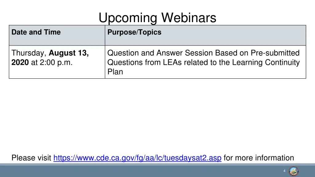 upcoming webinars purpose topics 1