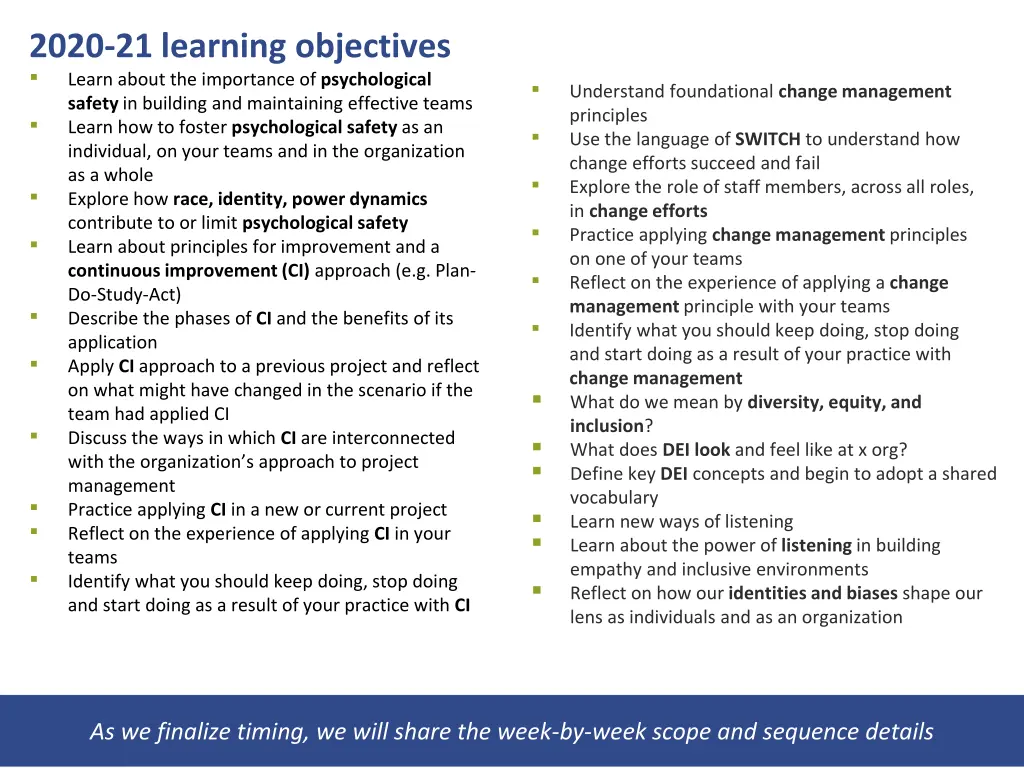 2020 21 learning objectives learn about