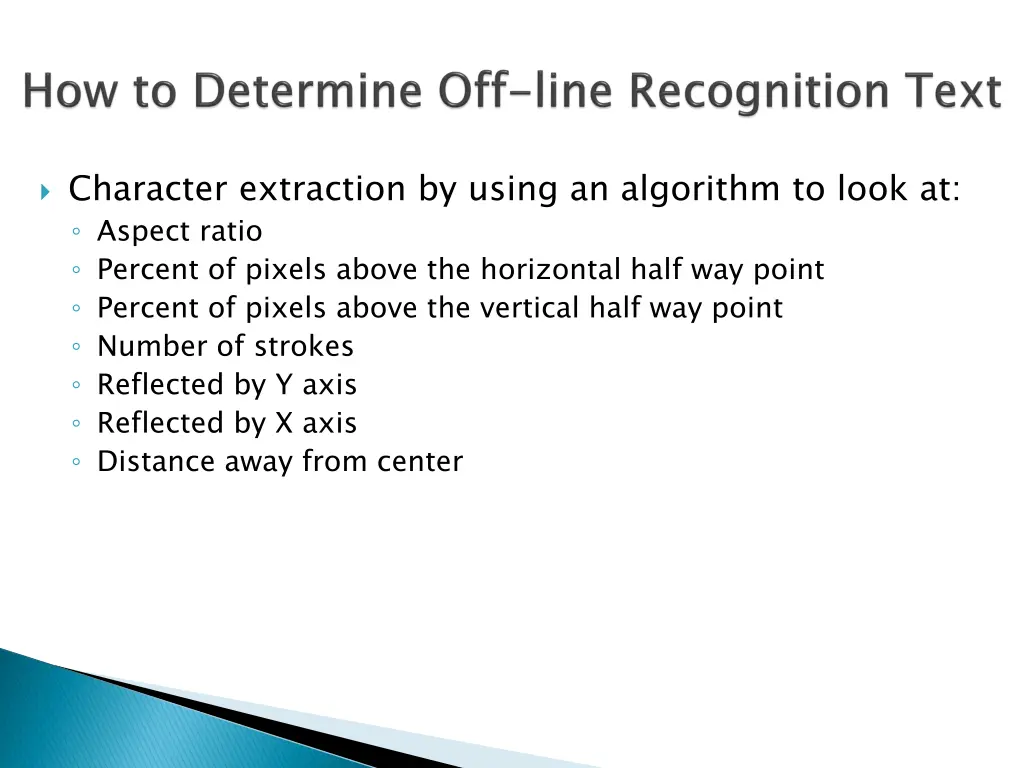 character extraction by using an algorithm