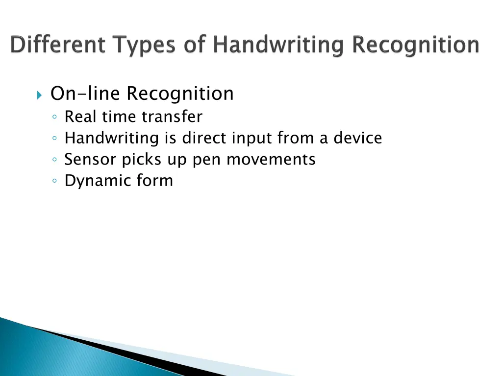 on line recognition real time transfer