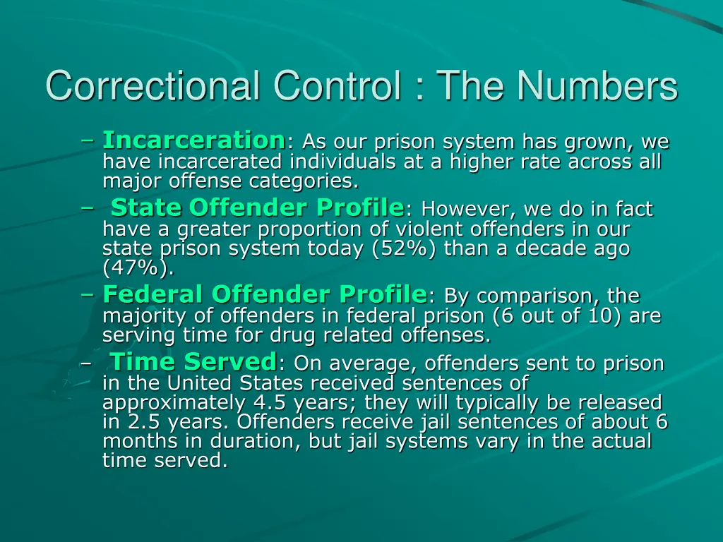 correctional control the numbers