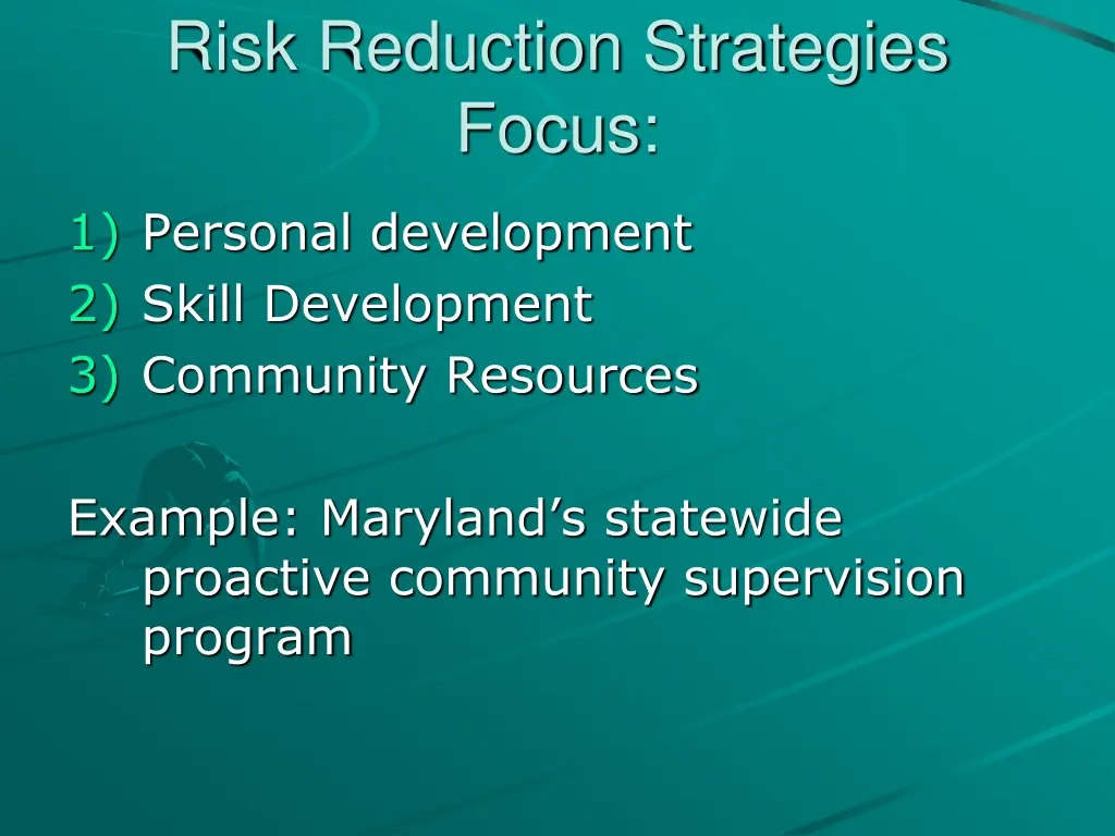 risk reduction strategies focus