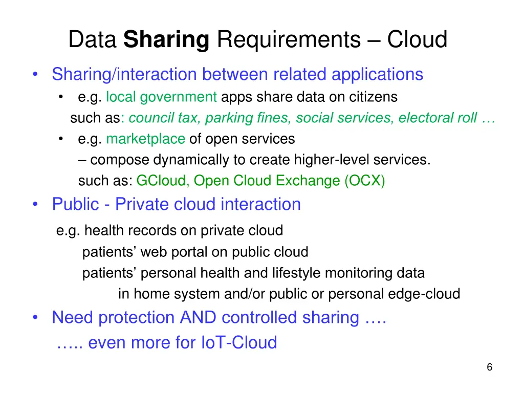 data sharing requirements cloud