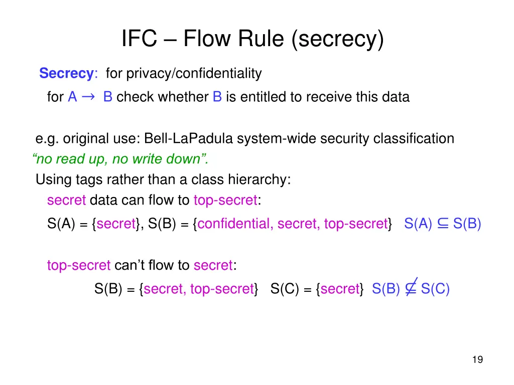 ifc flow rule secrecy
