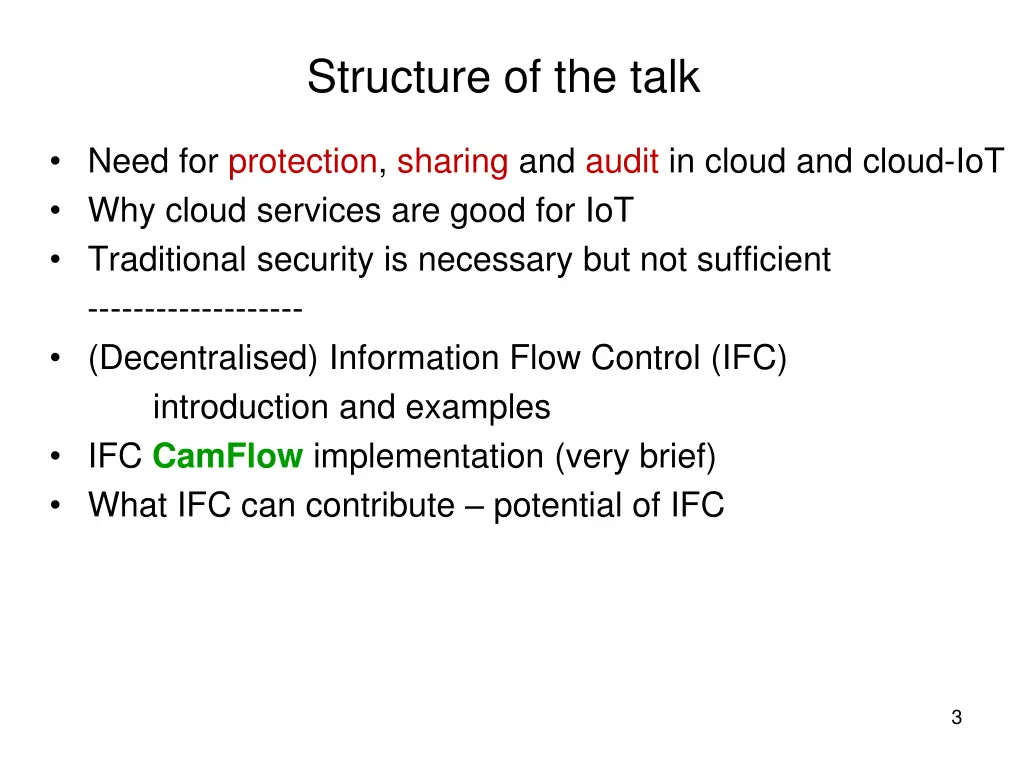 structure of the talk