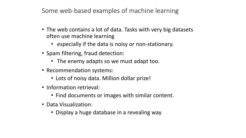 some web based examples of machine learning