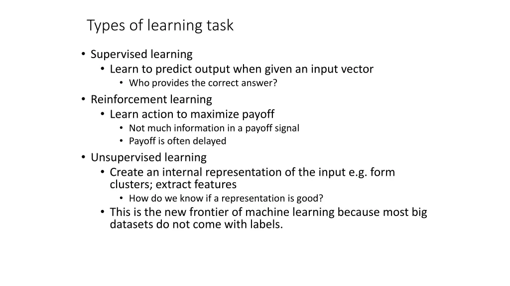 types of learning task