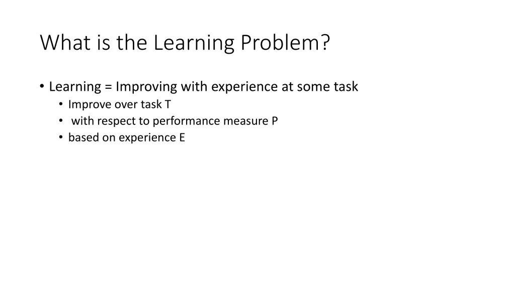 what is the learning problem