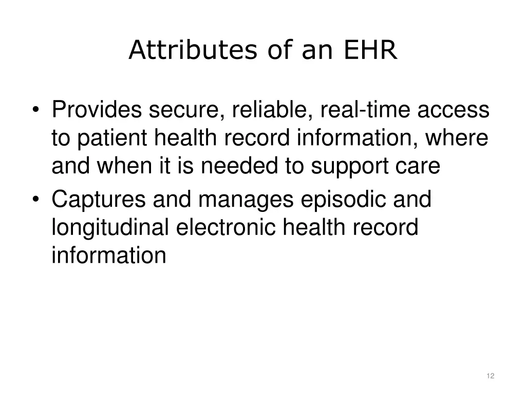 attributes of an ehr