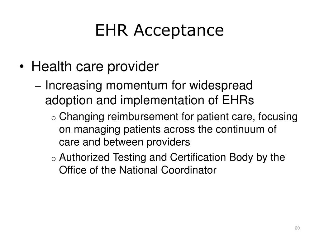 ehr acceptance