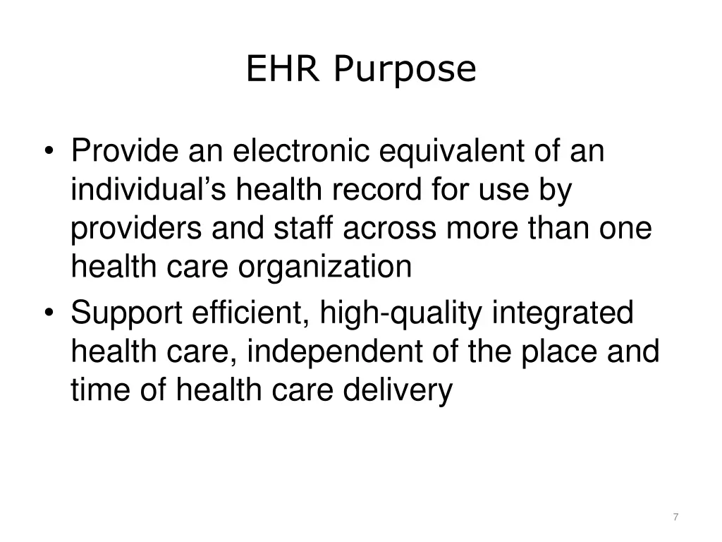 ehr purpose