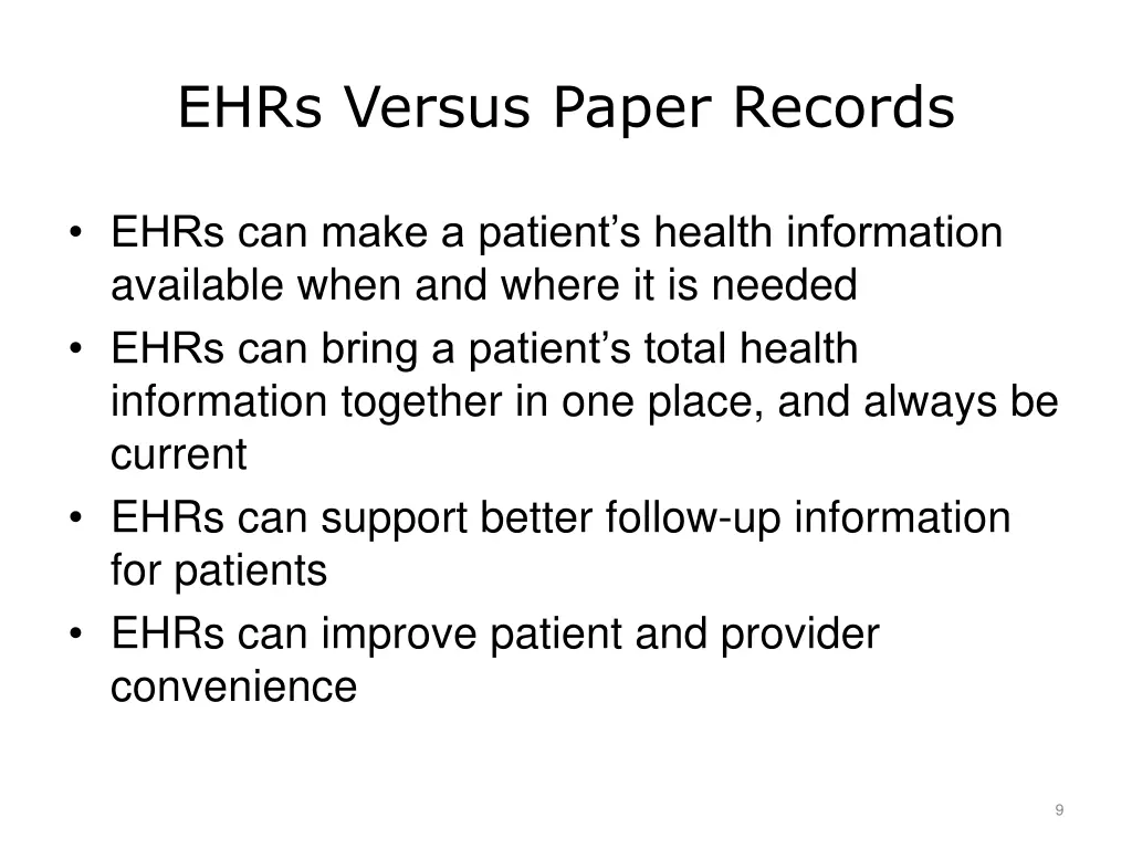 ehrs versus paper records