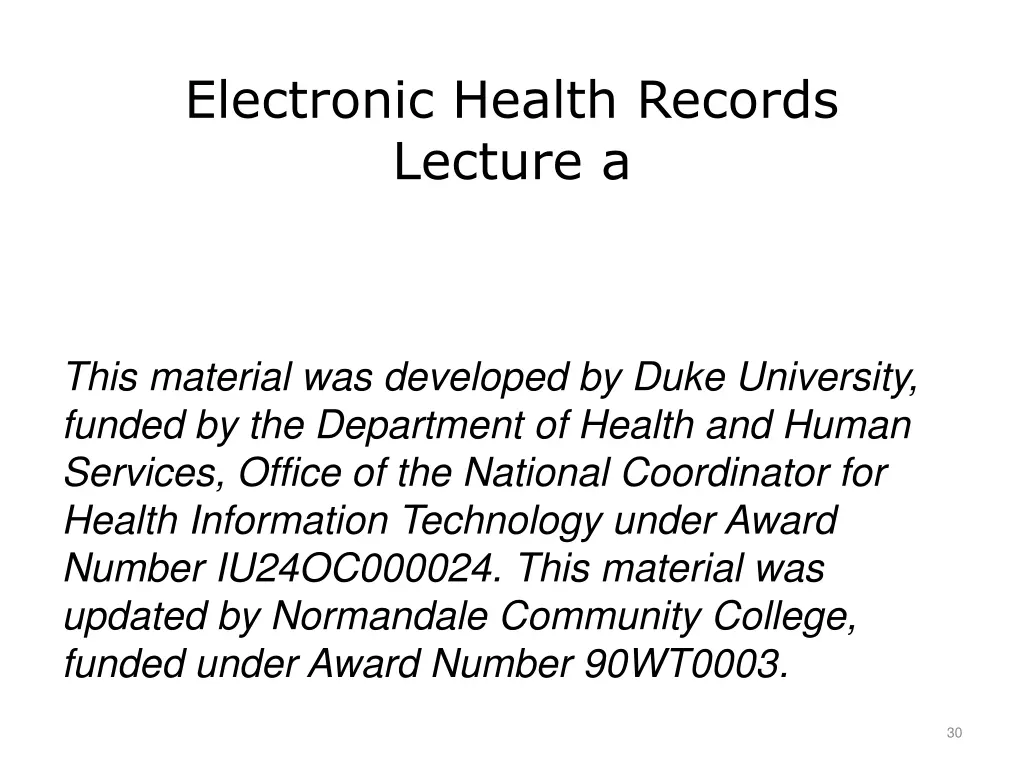 electronic health records lecture a