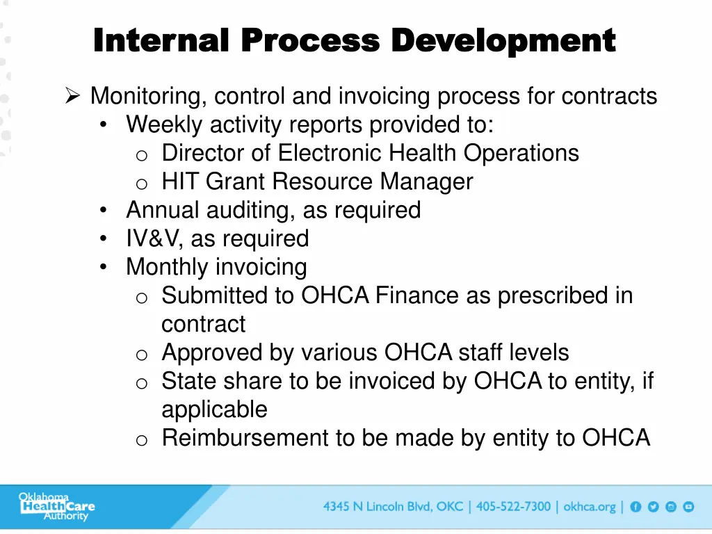 internal process development internal process