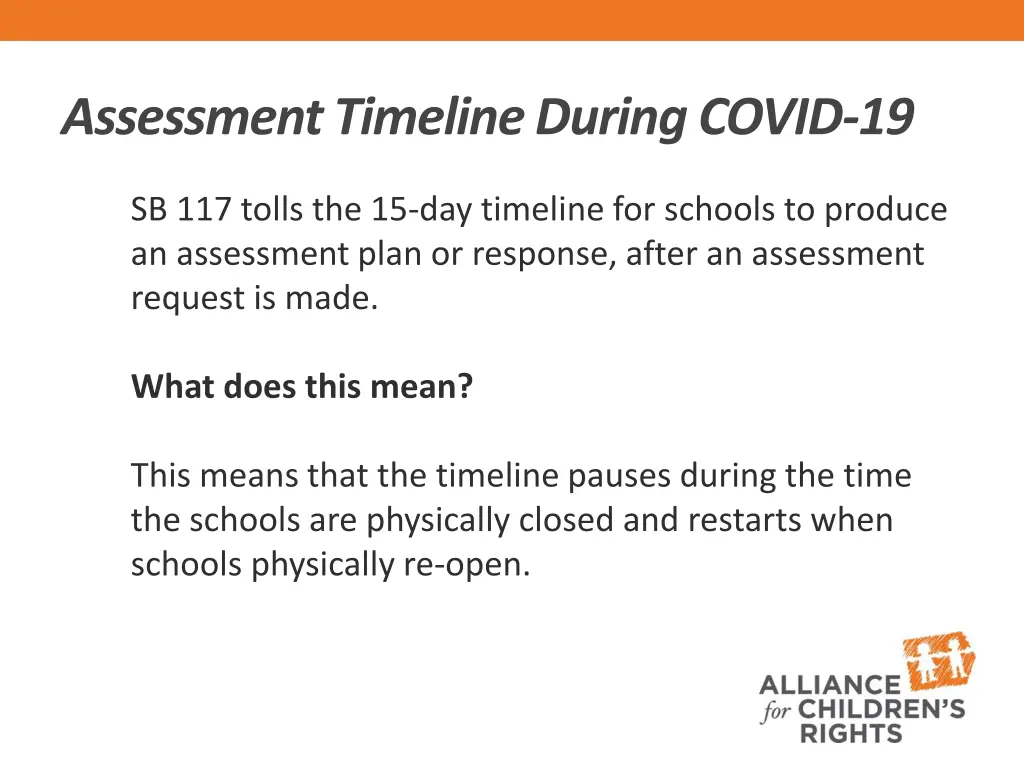 assessment timeline during covid 19