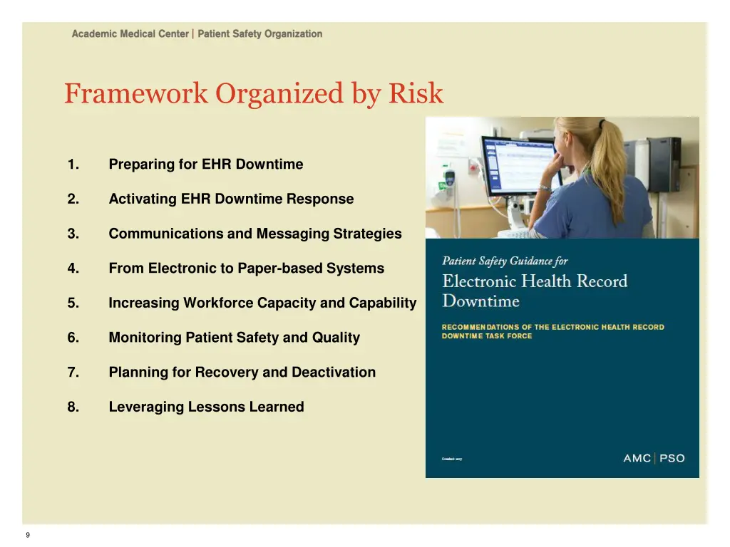 framework organized by risk