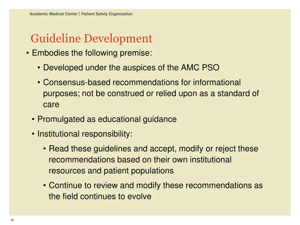 guideline development