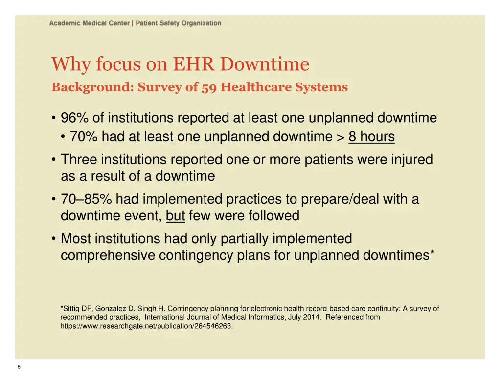 why focus on ehr downtime